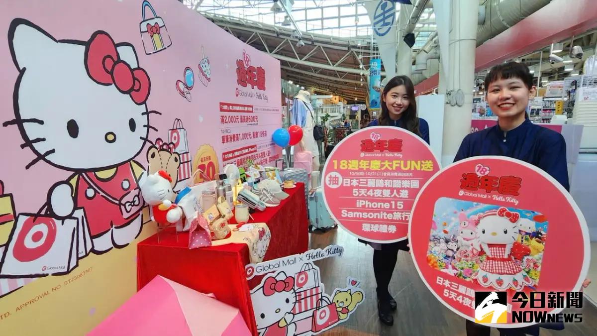 ▲Global Mall新左營車站「18週年慶」檔期以歡樂、旅遊為主題。（圖／記者陳美嘉攝，2023.09.25）