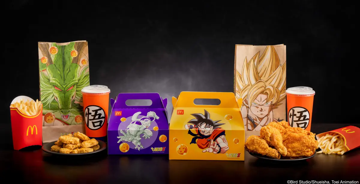 ▲麥當勞聯名《七龍珠Z》，大推4款限定包裝、共8款「Z套餐」有悟空、弗利沙、神龍等主角現身，明起開搶「七龍珠Z角色盲卡包」，指定消費或加點「買一送一」再贈「七龍珠Z撲克牌」。（圖／台灣麥當勞提供）