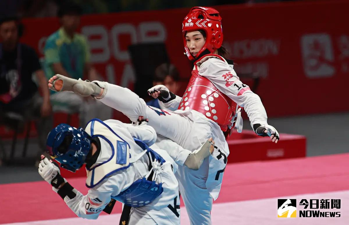 ▲跆拳道女將林唯均在杭州亞運女子53公斤級拿到銀牌。（圖／特派記者葉政勳攝）