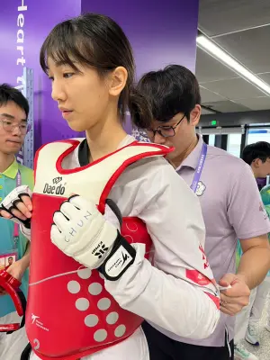 ▲跆拳道女將林唯均在杭州亞運女子53公斤級拿到銀牌。（圖／劉祖蔭提供）