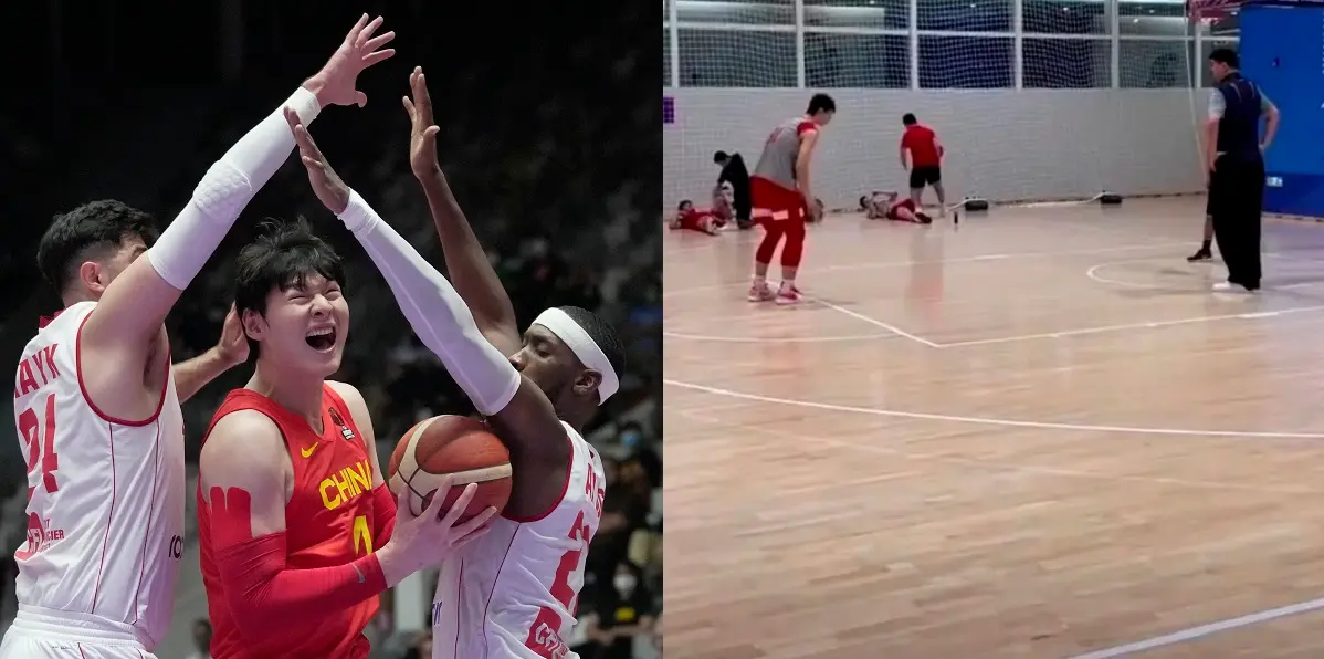 ▲中台大戰賽前，姚明監督中國隊中鋒王哲林練習罰球。（圖／翻攝自鳳凰網）