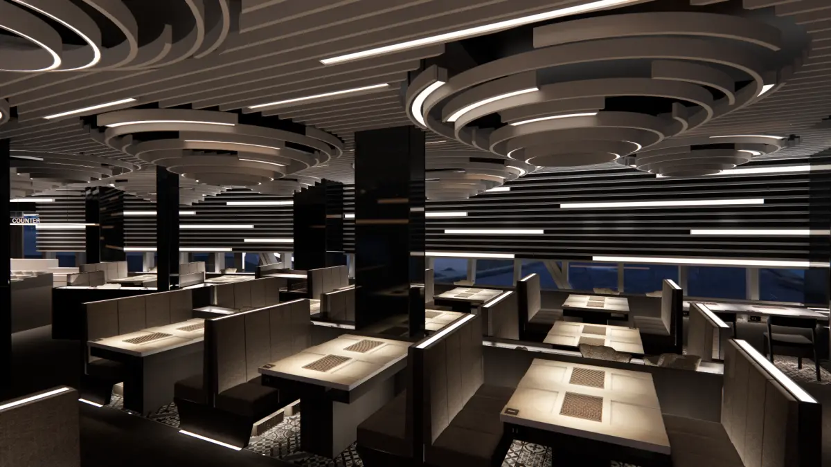 ▲全台僅有的極黑主題燒肉餐廳。以黑色為主要色調，白色、灰色和銀色營造一種極簡主義和前衛氛圍。（圖／築間餐飲集團提供）