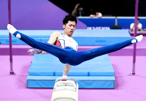 ▲中華體操選手李智凱在杭州亞運拿下男子鞍馬金牌2連霸，史上第一人。（圖／特派記者葉政勳攝）