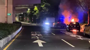 環河西路嚴重車禍！4車連環撞釀1車起火　警消趕抵急送3人就醫
