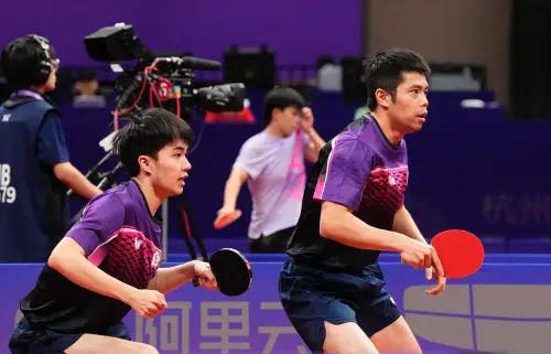 ▲林昀儒和莊智淵搭檔出戰杭州亞運男子雙人桌球賽事。（圖／中華奧會提供）