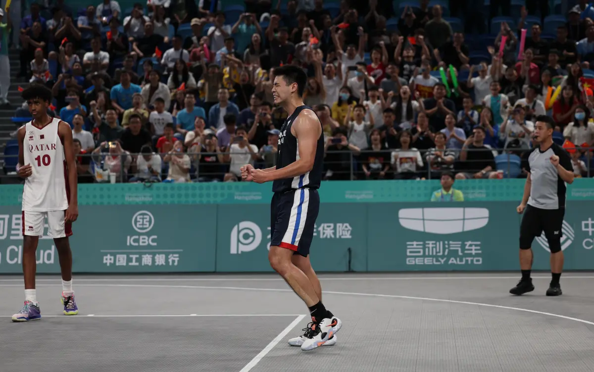 ▲杭州亞運3X3籃球金牌戰，林信寬投進致勝球，幫助中華隊奪金。（圖／中華奧會提供）