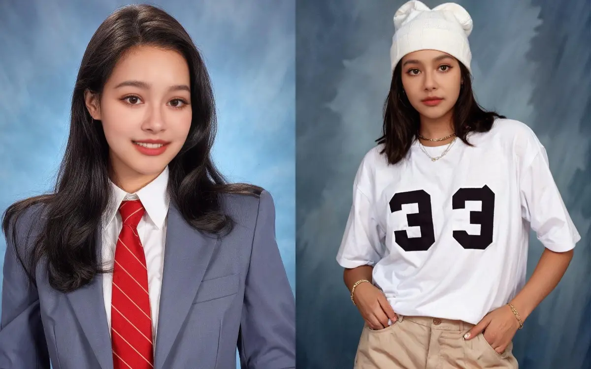 ▲王思佳曬出多款AI畢業照，被誇讚外貌激似韓團的Lisa、Jennie。（圖／翻攝自王思佳IG）