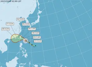 ▲小犬颱風今（3）日凌晨2時最新路徑。（圖/中央氣氣象署）
