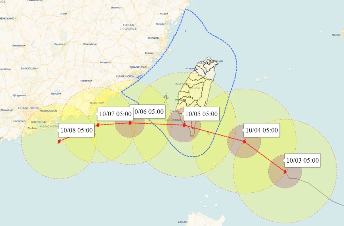 ▲小犬颱風路徑預測大致已經確定，預計週三至週四之間登陸。（圖/彭啟明臉書）