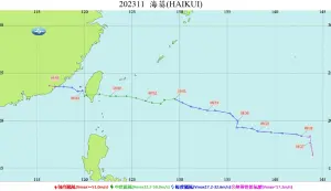 ▲2023年9月3日登陸的海葵颱風，就是以「路徑4」的路線對台灣造成影響。（圖／翻攝中央氣象署官網）