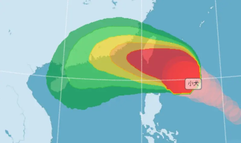 ▲小犬颱風可能在週四登陸，暴風圈有機會籠罩新竹以南、宜蘭以南地區。（圖／翻攝中央氣象署官網）