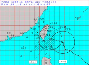 小犬颱風「90度急轉」撲向台灣！台中以南陸上警戒　週四清晨登陸
