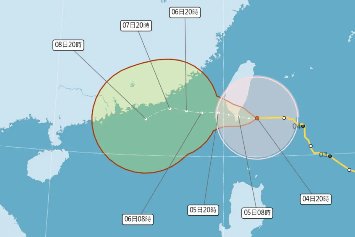▲小犬颱風距離台灣僅剩110公里，除了各地雨勢逐步加大外，綠島蘭嶼晚間也刮起17期最大陣風。（圖／中央氣象署提供）