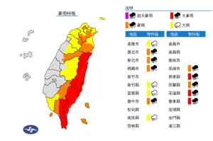 ▲受到小犬颱風環流影響，氣象署持續發布「豪雨特報」。（圖／翻攝中央氣象署官網）