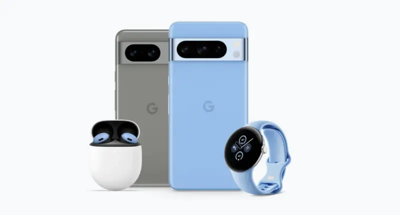 ▲Google正式發表Pixel 8和Pixel 8 Pro兩款手機，即日起到10月14日預購Pixel 8 即可獲得 Pixel Buds Pro、預購 Pixel 8 Pro 即可獲得 Pixel Watch 2。（圖／翻攝官網）