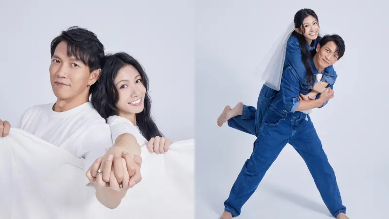 ▲李千娜（左圖右）、黃尚禾交往2年宣布結婚，「甜蜜摟抱」婚紗照全曝光。（圖／翻攝自李千娜臉書）