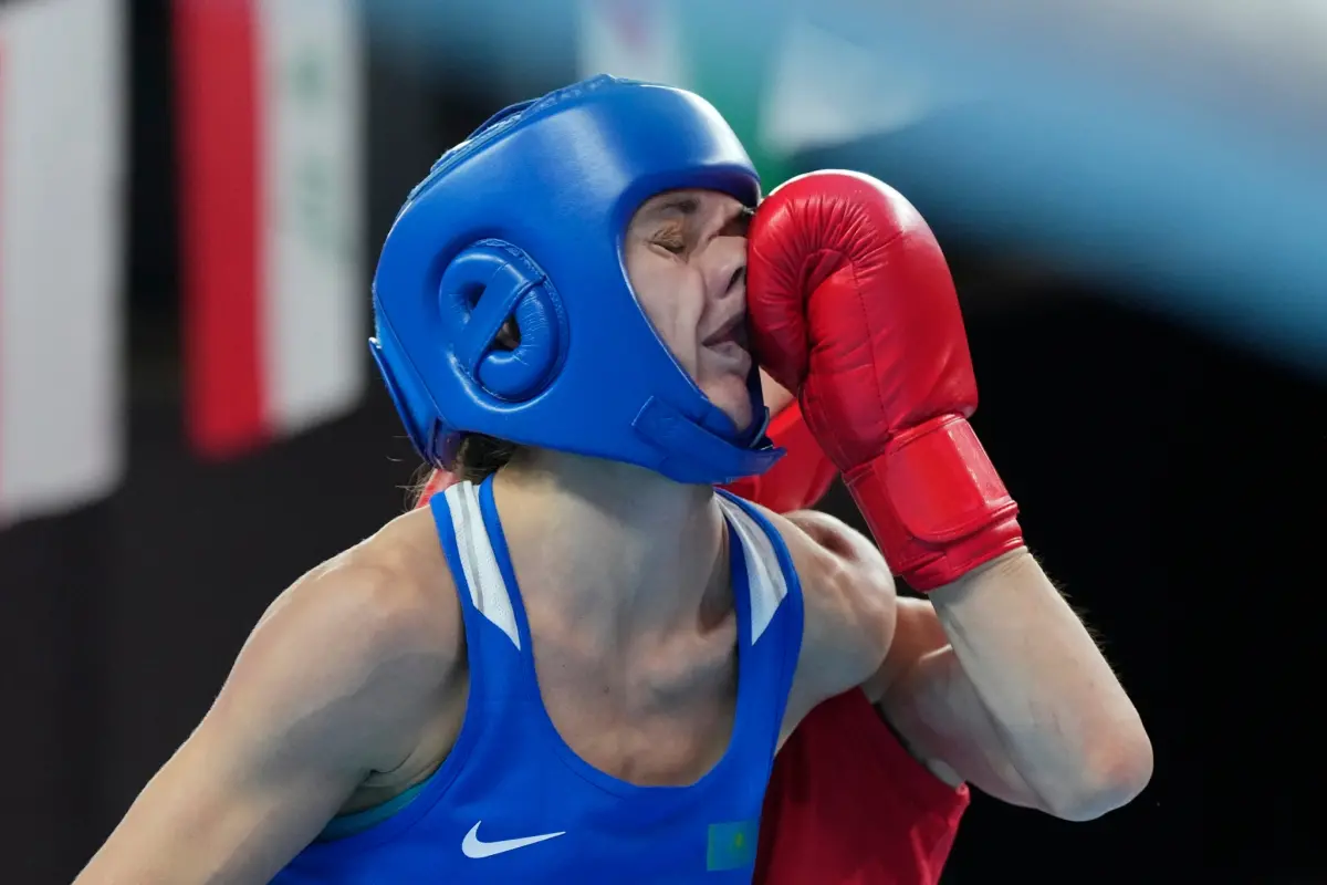 ▲哈薩克女將Karina Ibragimova遭林郁婷擊敗，賽後哈薩克再提性別檢測。（圖／美聯社／達志影像）