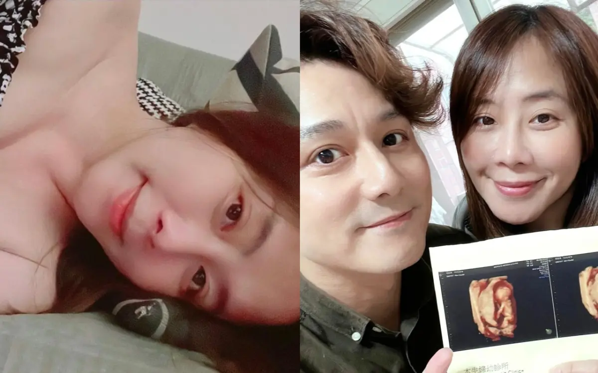 ▲廖科溢（右圖左）挺過渣男醜聞，主播妻秦綾謙懷孕8個月，發文訴苦「只能勇敢」。（圖／秦綾謙IG）