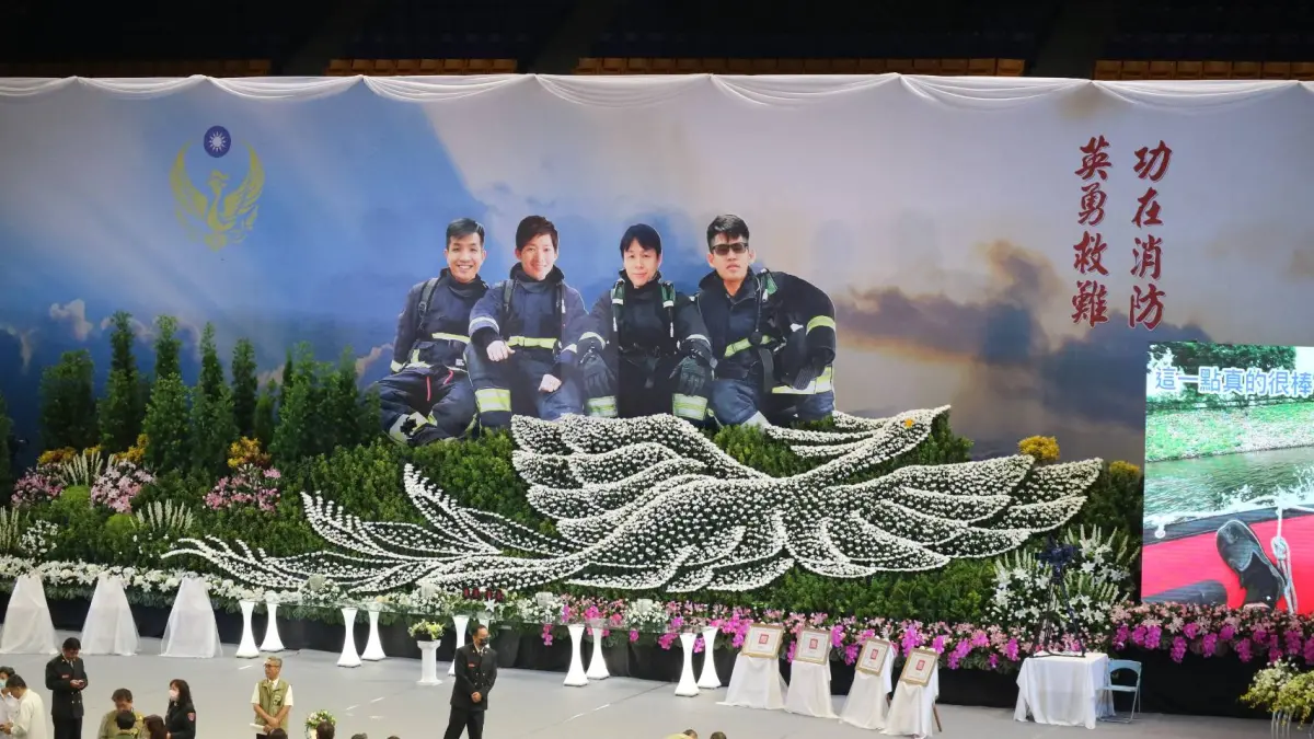▲明揚殉職4勇消今（6）日聯合公祭。（圖／記者鄭婷襄攝，2023.10.06）