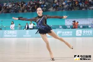 ▲杭州亞運滑輪花式溜冰女子個人長曲決賽，中華隊張緻如以79.51分奪銅。(特派記者葉政勳攝）