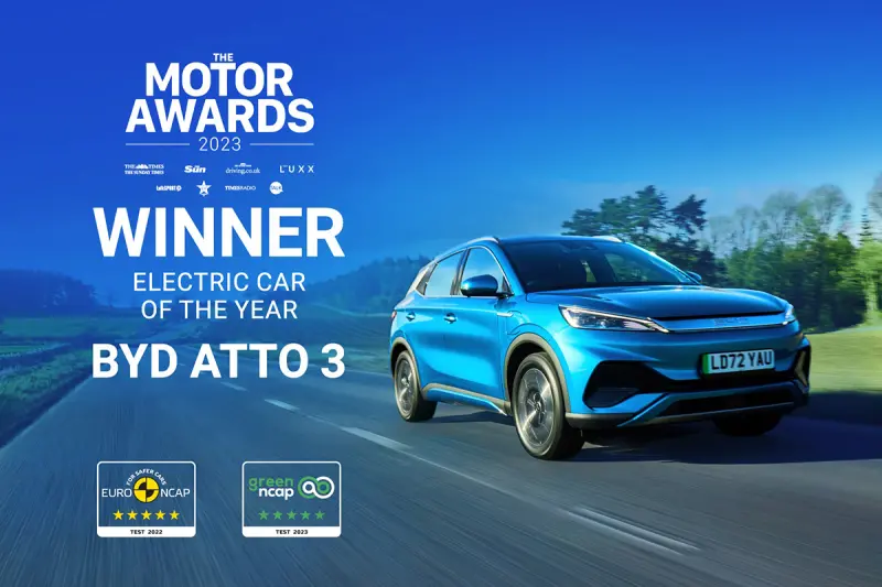 ▲ BYD ATTO 3獲英國《News UK》評選為年度最佳電動車 