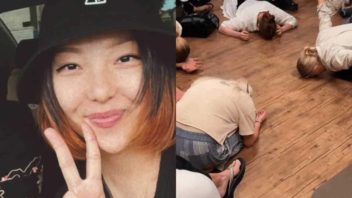 ▲衛詩赴以色列遇上戰爭，與旅伴跪地哭泣，祈求能離開戰區。（圖／翻攝自衛詩IG）