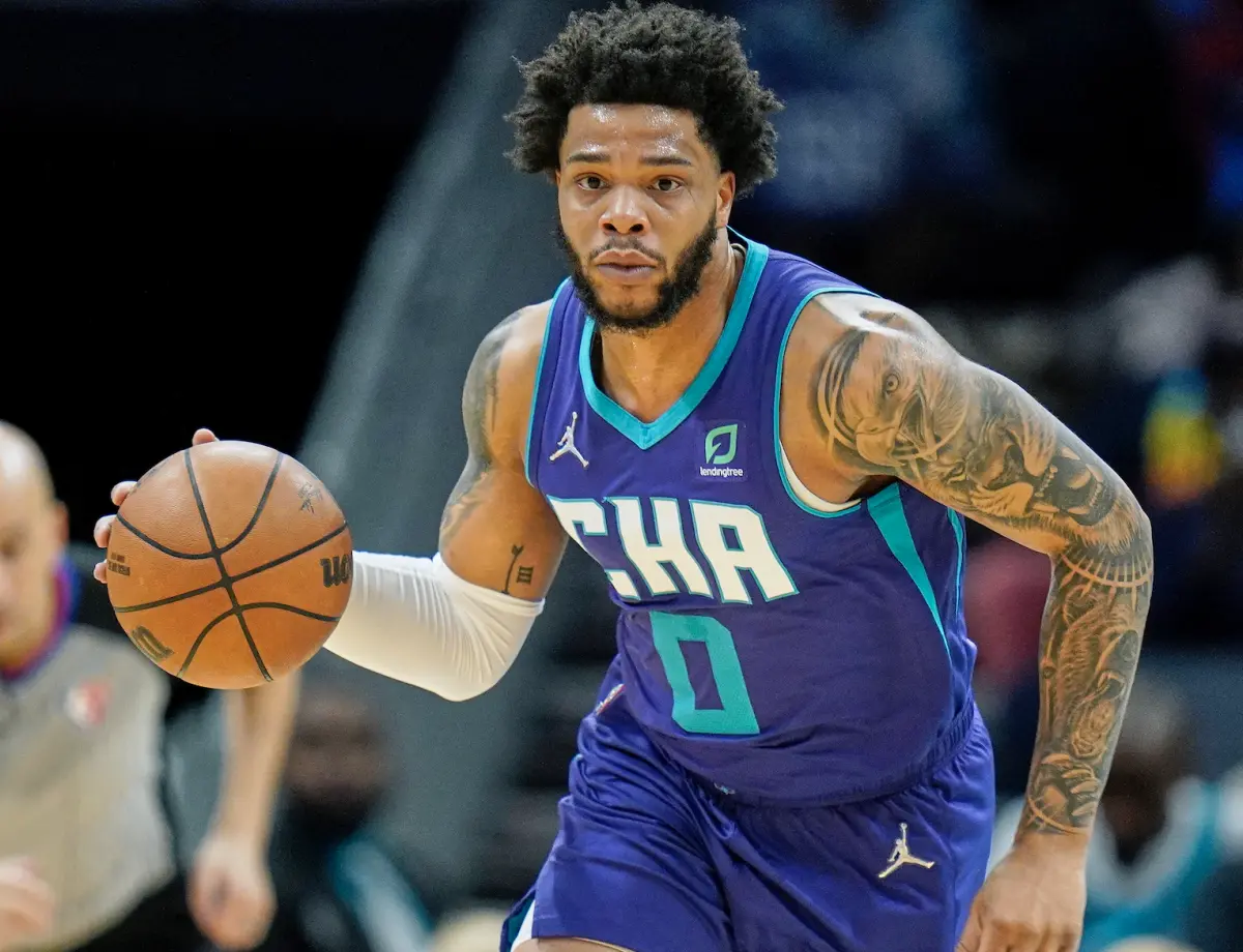 ▲夏洛特黃蜂隊前鋒Miles Bridges再度違反保護令，夏季能否上場仍是未知數。（圖／美聯社／達志影像）