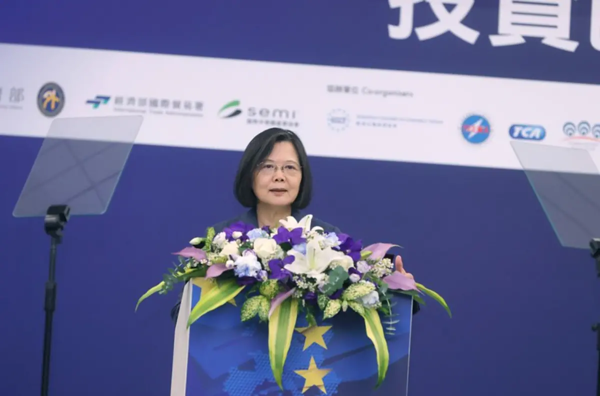 ▲總統蔡英文今（12）日下午出席「2023投資歐盟論壇開幕典禮」時表示，未來建立更具韌性、能夠抵禦干擾的供應鏈是台歐共同致力達成的目標。（圖／總統府提供）