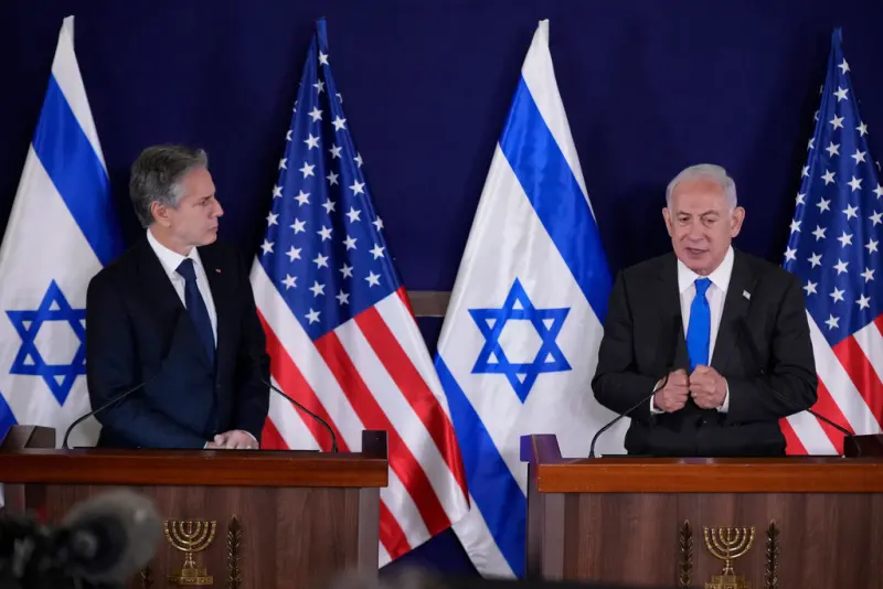 ▲美國國務卿布林肯（Antony Blinken）今天會晤以色列總理尼坦雅胡（Benjamin Netanyahu），力促以色列與哈瑪斯停火。資料照。（圖／美聯社／達志影像）