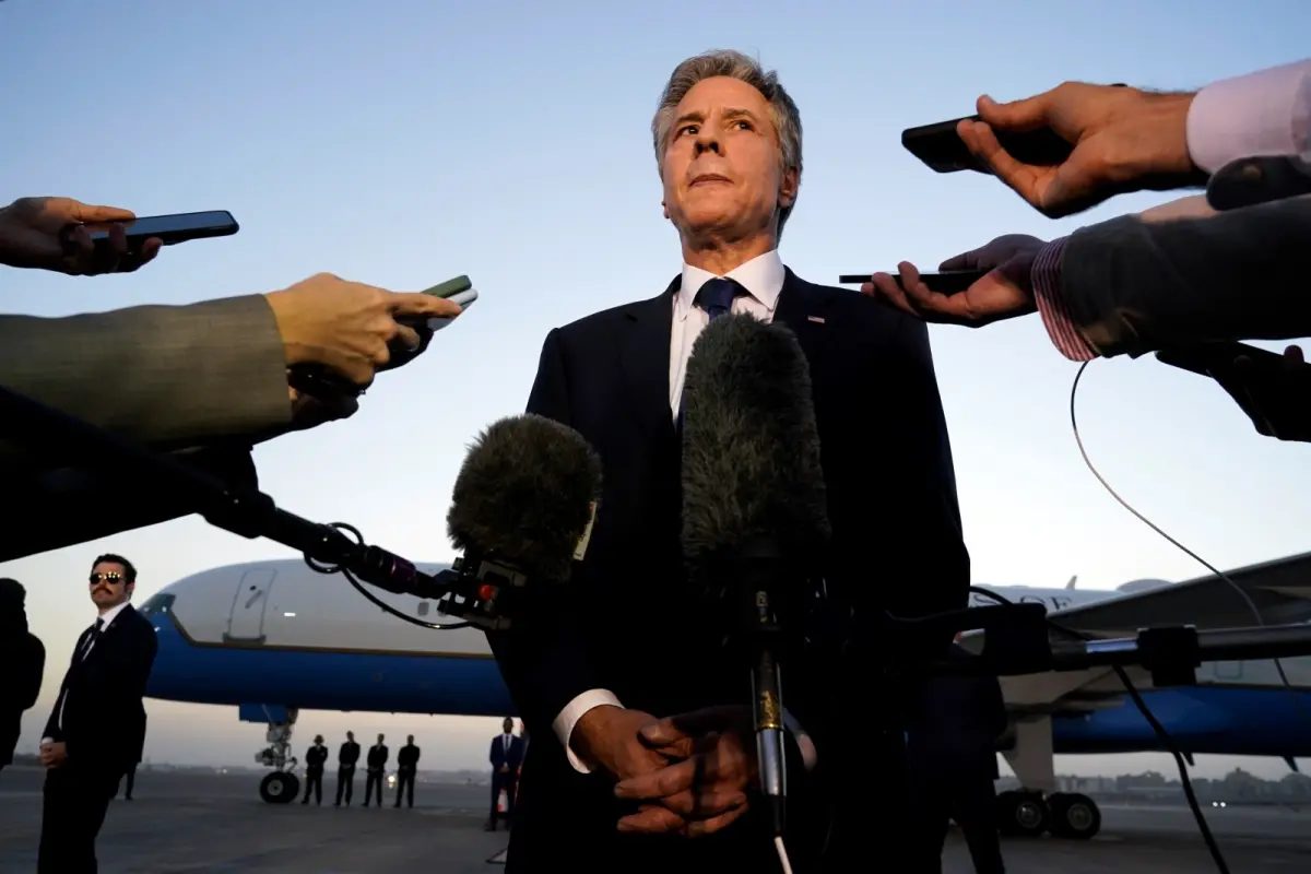 ▲美國國務卿布林肯與賽普勒斯總統克里斯托多里底斯商討，開闢一條海上走廊，對遭到猛烈轟炸且被圍困的加薩走廊提供援助。資料照。（圖／美聯社／達志影像）