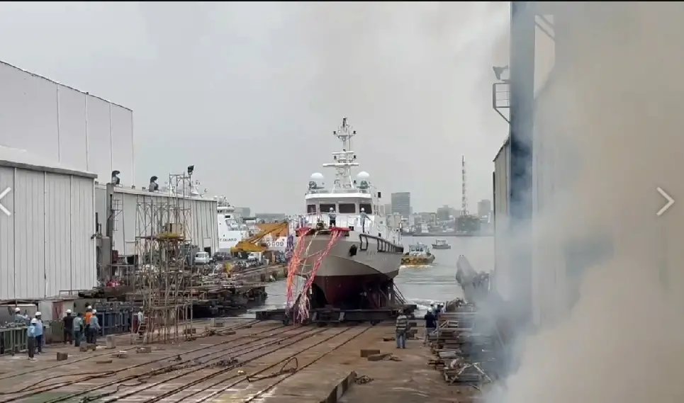 ▲今（17）日智慧航安監控船「航港1號」在中信造船股份有限公司高鼎廠舉行下水典禮。（圖／交通部提供）