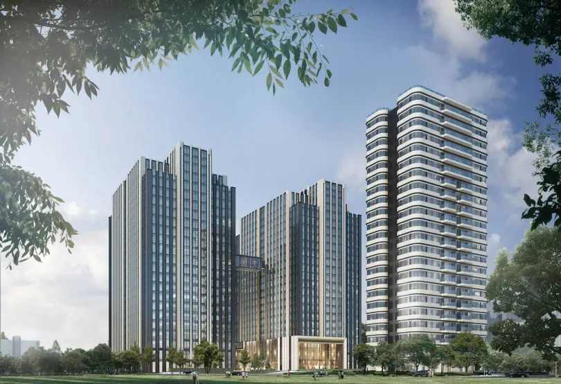 ▲台塑敦北總部都更新後大樓外觀3D模擬圖，從民生國小角度可見3棟大樓，包括2棟商辦及1棟住宅，業者預估開發價值上看千億元。（圖／台塑企業提供）