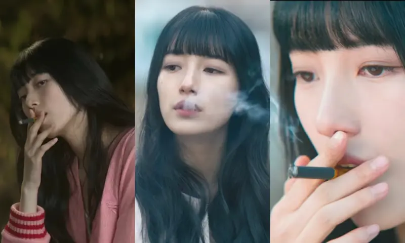 ▲秀智在主演的新戲《我的女神室友斗娜》中突破尺度，扮演老煙槍十分敬業。（圖／翻攝Netflix）
