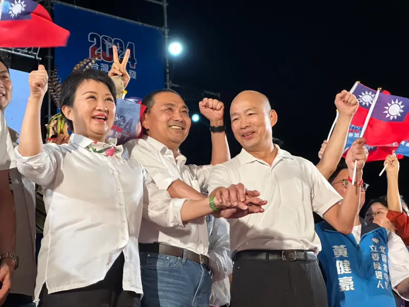 ▲黃暐瀚表示，盧秀燕（左）和韓國瑜（右）、江啟臣這座「小窩」已經蓋好，3人一起放眼2028總統選舉的態勢已然清楚。（圖／資料照片）