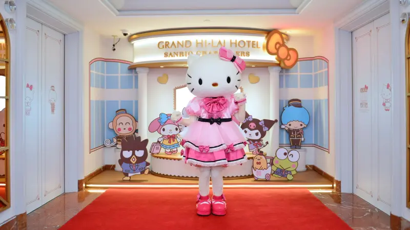 ▲高雄漢來三麗鷗主題房為了歡慶Hello Kitty 11月1日生日，祭出慶生專案。（圖／高雄漢來提供）