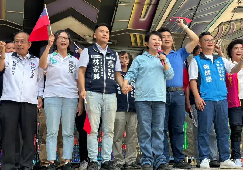 ▲盧秀燕今為中七選區國民黨立委參選人林家興站台、促成立委藍白合。（圖／記者顏幸如攝，2023.10.22）