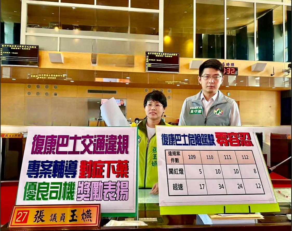 ▲市議員張玉嬿指出，中市復康巴士違規逐年高漲，要求市府檢討改善(圖／柳榮俊攝2023.10.23)