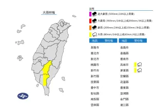 ▲受到午後對流雲系發展旺盛，易有短延時強降雨，今日高雄及屏東山區有局部大雨發生的機率。（圖／中央氣象署提供）