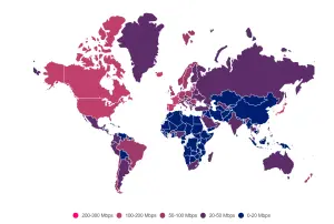 ▲全球220 個國家和地區約13 億次寬頻速度測試的數據，結果平均寬頻速度成長了 30%，歐洲則位居成長榜首。（圖／翻攝Cable.co.uk網站）