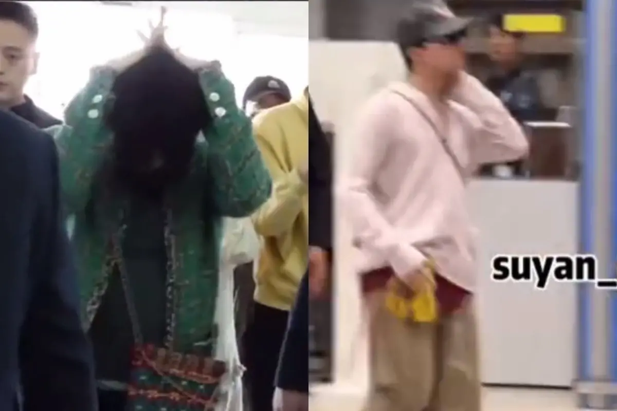 ▲GD被挖出之前在機場的影片，行為詭異，一刻閒不下來。受訪說話方式也被說跟劉亞仁很像。（圖／翻攝微博）