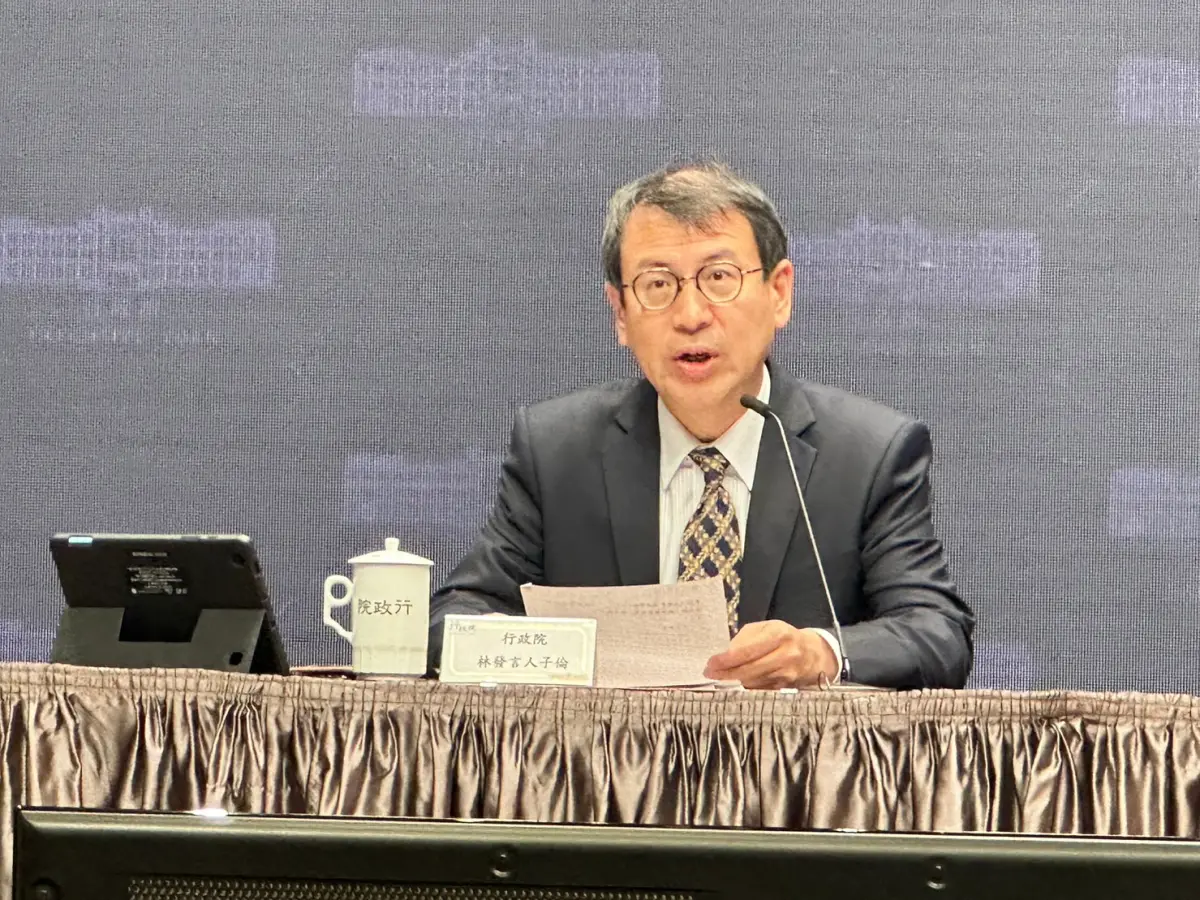 ▲行政院今（26）日通過「公務人員協會法」部分條文修正草案，圖為發言人林子倫。（圖／記者陳佩君攝，2023.10.26）