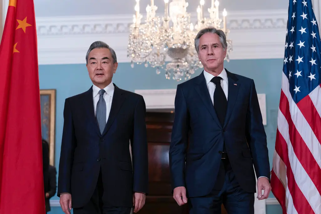 ▲美國國務卿布林肯與中共中央政治局委員兼外交部長王毅。（圖／美聯社／達志影像）