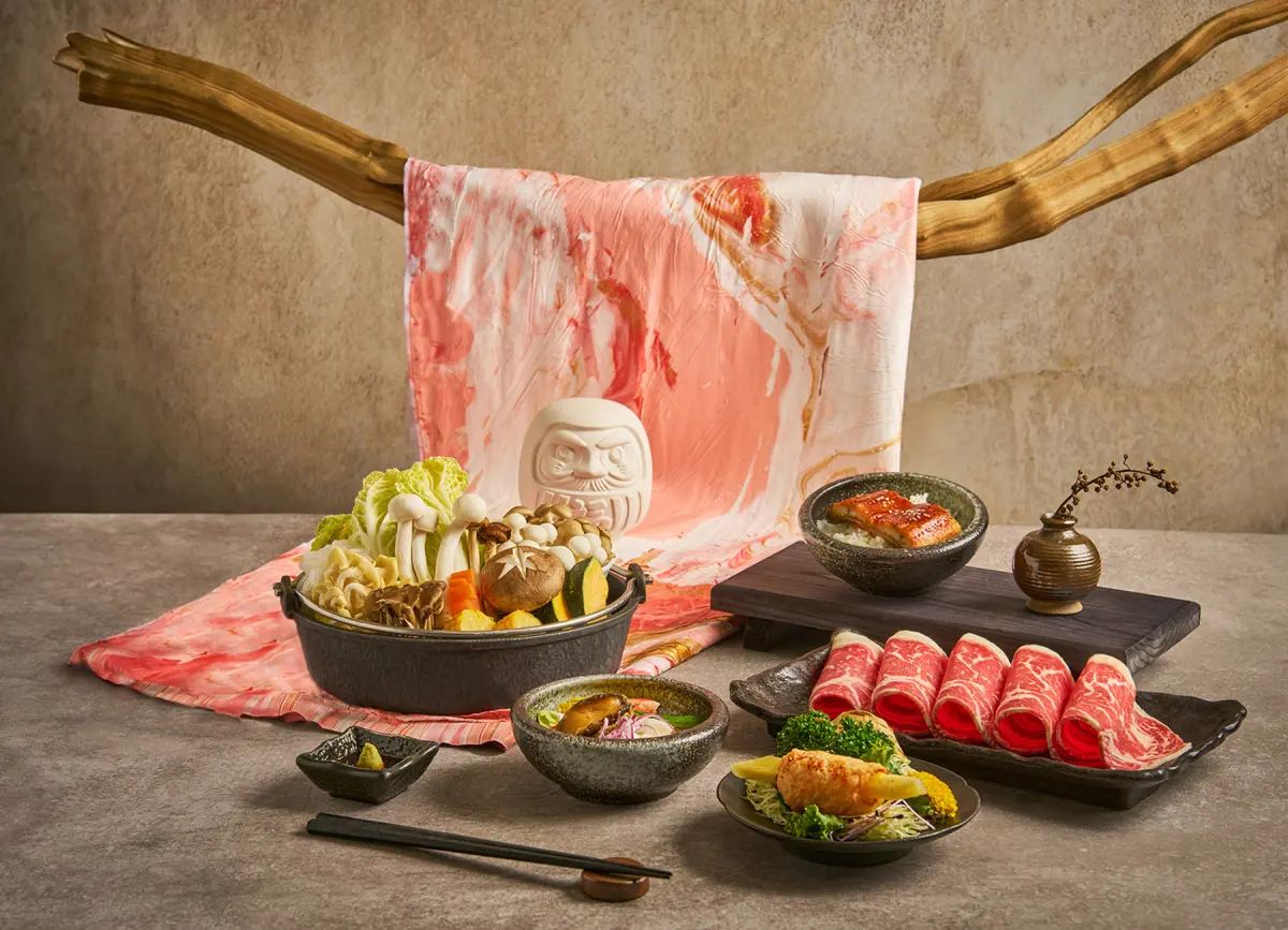 ▲「Extension 1 by 橘色」今年雙11以日本傳統文化為創意主軸，打造鍋物x祈願x手作的療癒儀式，推出一人獨享「Good Things Happen光棍限定壽喜鍋」，還送達摩祈福儀式。（圖／Extension 1 by 橘色提供）