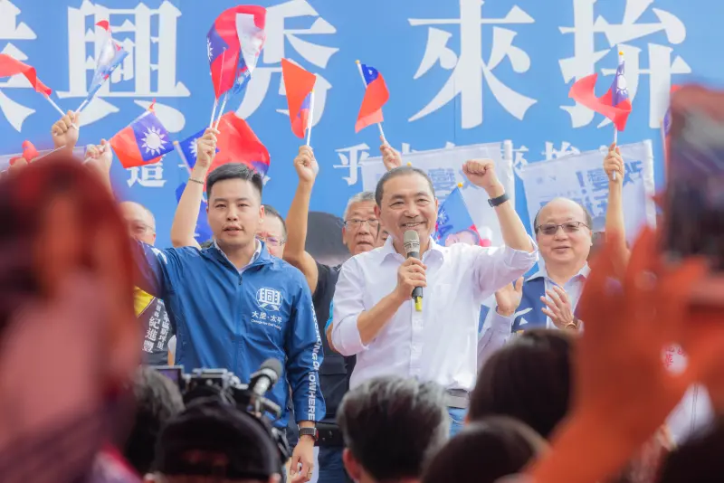 ▲侯友宜南下台中為林家興站台,致詞時突然暗指柯文哲沒能力讓台灣平安。(圖/侯友宜競辦提供,2023.10.29)