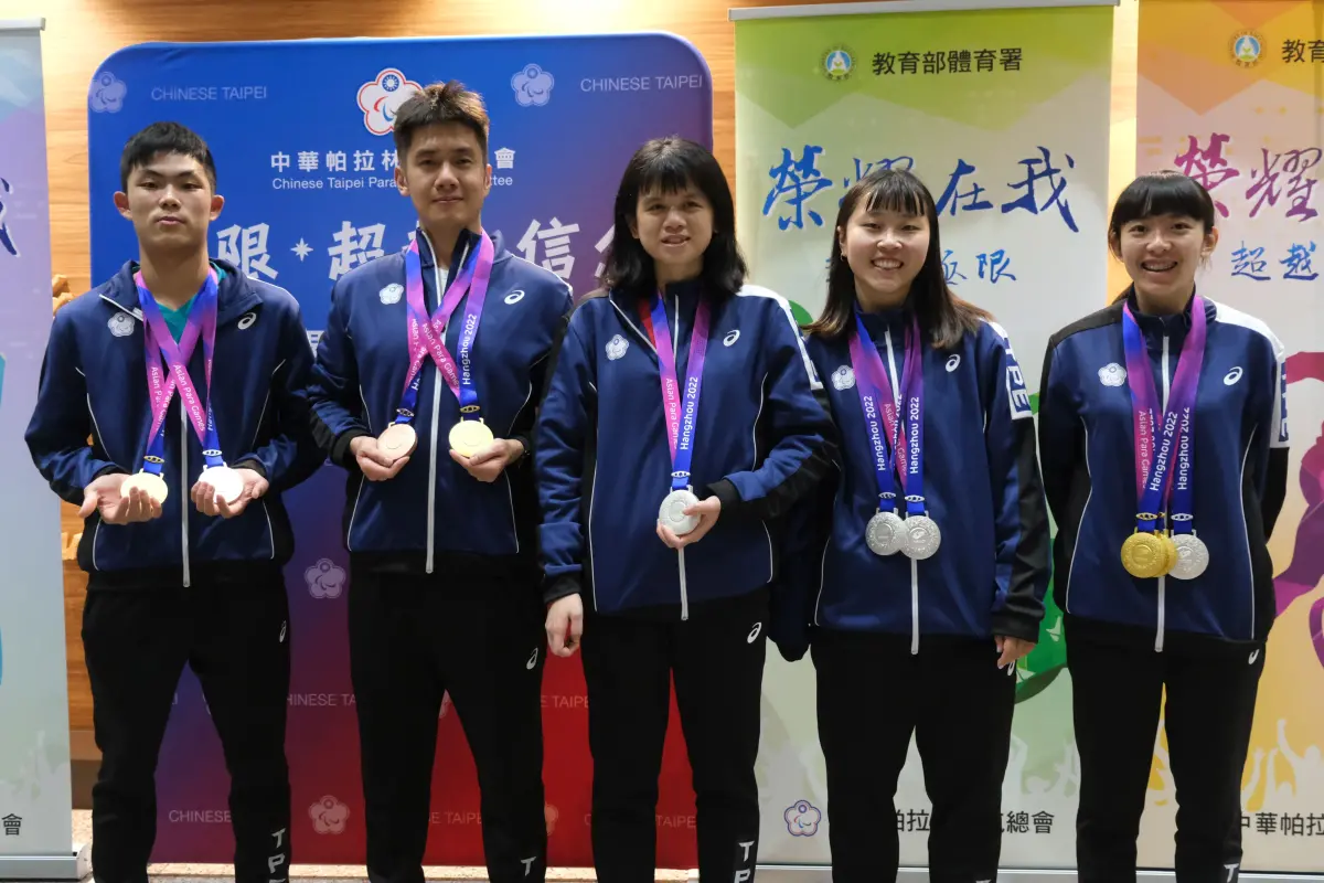 ▲亞帕運桌球代表隊囊括3金3銀4銅，凱旋歸國，為我國本屆賽事最大獎牌庫。官方提供