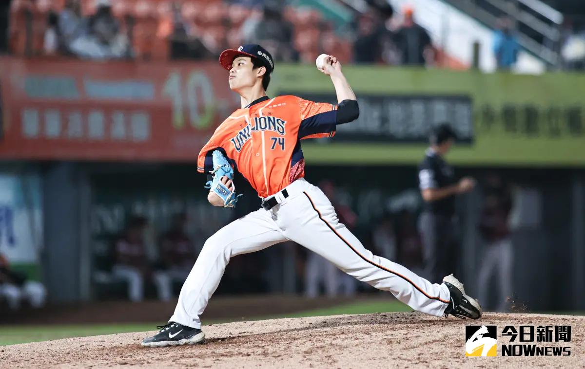 ▲統一獅投手林詔恩5局無失分好投，喜迎職棒生涯首場勝投。（圖／記者葉政勳攝 , 資料照）
