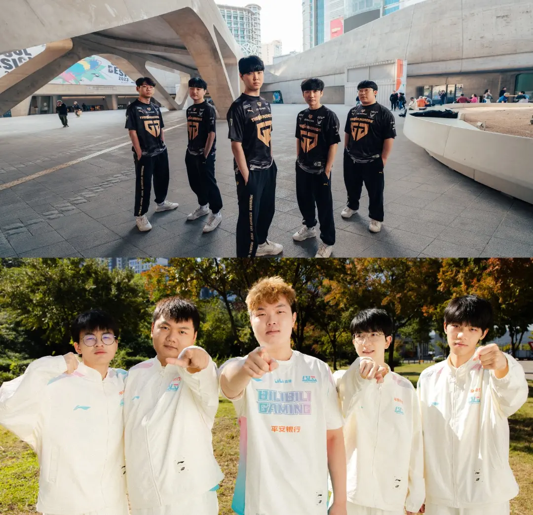 ▲S13《LOL英雄聯盟》世界賽8強淘汰賽第2天，將由LCK 第1種子 GEN.G（上）迎戰 LCK 第2種子 BLG（下）。（圖／LOL Esport 社群）