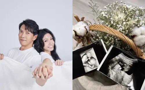 ▲黃尚禾（左起）和李千娜公布超音波照片，宣布懷的是兒子。（圖／翻攝李千娜IG）