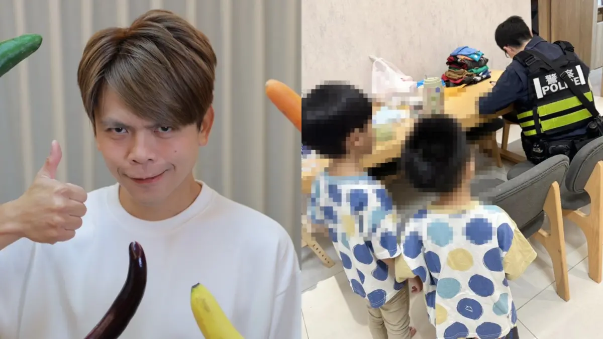 ▲蔡阿嘎昨日遇到警察找上門，並曬出2孩子們立正站好的照片，引發粉絲憂心，結果不少人得知真相後傻眼表示：「又要賺流量了！」（圖／蔡阿嘎FB）