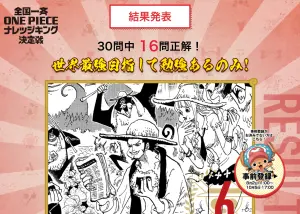 ▲2019年第一屆《航海王》知識王中，作者尾田榮一郎在30題中答對16題。（圖／取自《航海王》知識王官網）